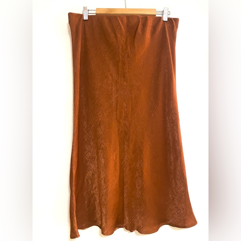 Bobeau Bias Satin Midi Skirt